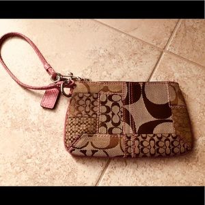 3/$22 - Small Coach wristlet w pink leather trim